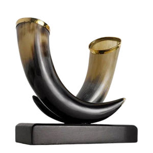 Diseño de dos formas de cuerno, jarrón de cuerno de Color negro, decoración de boda para el hogar hecha a mano, jarrón de flores de hierro costero - Product Image 1