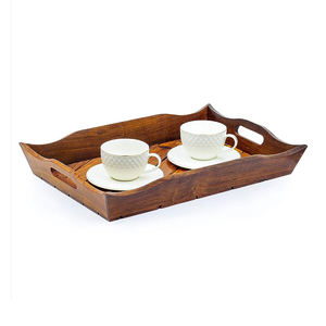 Plateau de service de table rectangulaire en bois imprimé émaillé Fabricant en gros pour l'Inde Nouveau design Plateau de service en bois fait main - Product Image 2