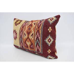 Traditional Style Decorative Accent <b>Pillow</b> Beige Wool with Vintage Floral Geometric Pattern 20x28 Inch Portable for Home Use - Product Image 4