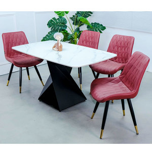 Rectangular 140x80cm <b>Dining</b> <b>Table</b> High Quality Stone Top Iron Legs Minimalist Style Walnut <b>Wood</b> Assembled <b>Extendable</b>-BA68038 - Product Image 6
