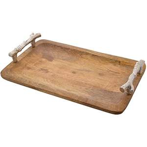 Plateau de service en bois et en métal rustique avec hnamdmade utilisé pour les ustensiles de cuisine, le restaurant et l'utilisation des aliments en vente - Product Image 2