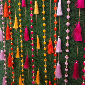 Guirlande de pompons de mariage mexicain et indien 20 à 100 guirlandes de pompons guirlande pour Mehndi, Haldi, Diwali et décorations de fête - Product Image 1