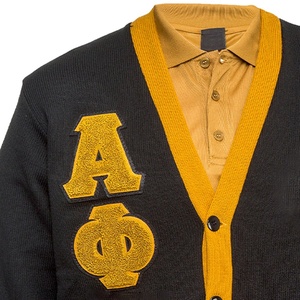Capítulo Eventos Alfa |   Suéter Cárdigan Phi Alpha de Alta Calidad con Letras Griegas en Relieve, Cuello en V, Manga Larga, Letras Bordadas - Product Image 3