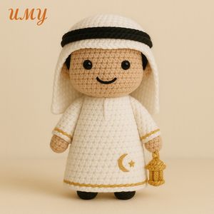 Muñecas de Ganchillo Islámicas para Regalos de Eid, Muñecas <span class=keywords><strong>Amigurumi</strong></span> para Baby Shower, Muñeca Musulmana con Hiyab Personalizado, Juguetes Islámicos para Niños Musulmanes - Product Image 4