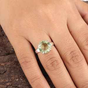 Bague élégante bohème en argent sterling 925 faite à la main avec améthyste verte ovale de 1,40 carat certifiée IGI pour femme, cadeau - Product Image 6