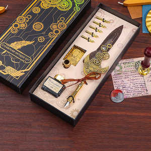 Ensemble de stylos plume d'époque pour calligraphie, coffret cadeau ambiance vintage - Product Image 3