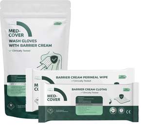 Guantes de Baño Desechables Sin Enjuague Medoffice con Crema Barrera de Dmeticona al 3% |   Guantes de Baño Extra Grandes para Pacientes/Cuidado de Personas Mayores - Product Image 5