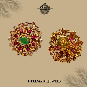Vintage Trendy Pink Zircon Stone <b>Earrings</b> Green Studs Stainless Steel Brass Jewelry Bezel Setting Flower Pattern for Wedding - Product Image 1