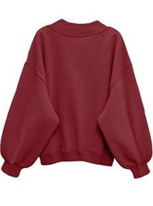 Sudadera con Capucha Extra Grande para Mujer, Corte Holgado, Color Rojo Oscuro, Suave y Cálida, Informal, Cómoda, de Manga Larga, para Otoño - Product Image 4