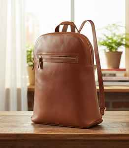 Sac à dos pour ordinateur portable fin en cuir véritable marron clair pour femmes, 15 pouces, fermeture éclair Candy, résistant à l'eau, sac à dos professionnel pour le travail - Product Image 6