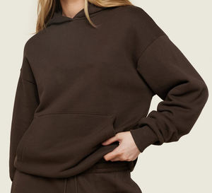 Qualité supérieure sweats à capuche pour femmes nouveau à la mode quotidien décontracté coupe ample conception d'épaule goutte couleur unie personnalisé imprimé dames - Product Image 3