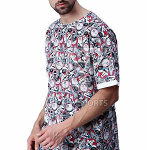 Camiseta con hombros caídos personalizada para hombre hecha de algodón y fibra de bambú, camisetas en blanco de talla baja MOQ para adultos - Product Image 2