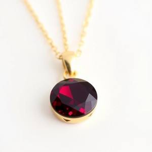 925 Sterling Silver 14K Gold Plated Custom Gemstone Cz Zircon Red <b>Garnet</b> Necklace With Natural Stone - Product Image 4