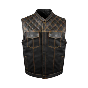 Chalecos de Motociclista de Cuero Negro para Hombre, Chaquetas de Cuero con Diseño Personalizado, Chaleco de Cuero Transpirable con Cremallera para Invierno - Product Image 2