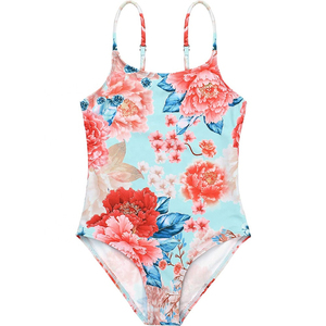 Vente en gros de maillots de bain 1 pièce pour filles, maillots de bain sans manches, maillots de bain sublimés, vêtements de plage respirants pour enfants, OEM - Product Image 1