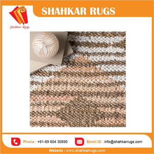 ผ้าเดนิมลายทางถักสีชมพูขนาดใหญ่พรมปูพื้นประดับเพชรทำจากผ้าพลัฌสำหรับตกแต่งบ้านห้องและประตูในสไตล์โมเดิร์น - Product Image 6