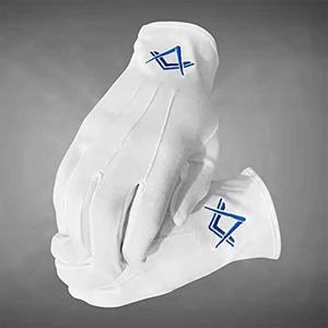 Gants brodés maçonniques réutilisables de haute qualité Gants en coton blanc pour cérémonies - Product Image 5