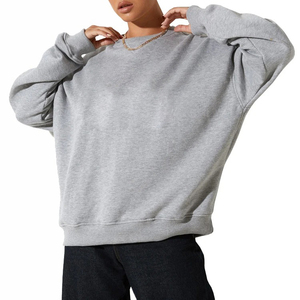 Sudadera Extra Grande de Algodón con Estampado Personalizado para Mujer, Sudadera Informal con Estampado de Letras Bordadas, Cuello Redondo, Ajuste Holgado - Product Image 1