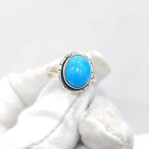 Bague de déclaration pour femme en argent sterling 925 pierre précieuse turquoise naturelle pour fiançailles fête de mariage belle montre de bague cadeau - Product Image 2