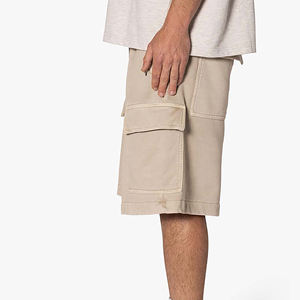 2025 New Arrived High Quality Elastic Waist <b>Long</b> Drawstring Streetwear Hip Hop Style Solid Color <b>Shorts</b> With Cargo Pockets - Product Image 6