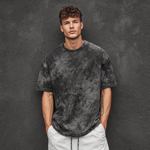 Custom Sublimation <b>Acid</b> Wash T Shirt Men's 100% Cotton Vintage Wash Tee Top Men <b>Drop</b> Shoulder Crew Neck Tee Shirts Mens - Product Image 2