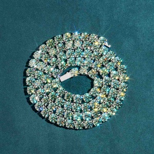 Cadena de Oro de 14K con Moissanita Azul de 6MM, Elegantes Collares - Product Image 4