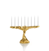 Premium Home Decorative Grand Laiton Antique Menorah Bougeoir À La Main Religieux Neuf Branches Bougie Éclairage Décor