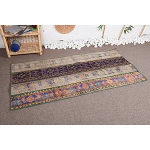 Tapis Vintage en Laine Bleu Violet 9x12 Rectangle Géométrique Patchwork Design pour Chambre ou Entrée Décoration avec Support en Latex - Product Image 2