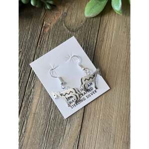 Navajo Sterling <b>Silver</b> Donkey Drop <b>Earrings</b> - Product Image 6