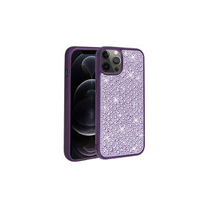 Étui en silicone de luxe avec strass scintillants pour iPhone 13 Pro - Violet foncé ANKY Ston Cover Anti-traces de doigts Style marbre Plus - Product Image 1