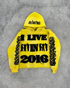 Venta al por mayor de alta calidad peso pesado logotipo personalizado Puff estampado 100% algodón 420G polar Streetwear Hiphop hombres sudaderas con capucha y sudaderas - Product Image 3