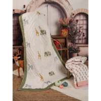 Couette en coton de luxe Celia - Horizons doux - Couette pour bébé faite à la main en Kantha et imprimée au bloc - Couette d'été rose bébé - Taille unique 40x60 pouces