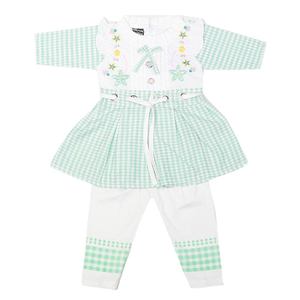 Robe brodée à manches longues pour filles - Vert - Product Image 1