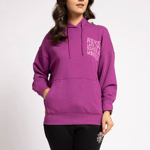 Sudadera con capucha extragrande de punto 100% algodón para mujer, de alta calidad, al por mayor, ligera, transpirable, antipilling, cálida - Product Image 1