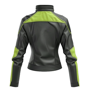 Veste de moto d'hiver à col montant en peau de mouton souple marron vert marine pour femme avec protections CE Armures respirant coupe-vent - Product Image 2