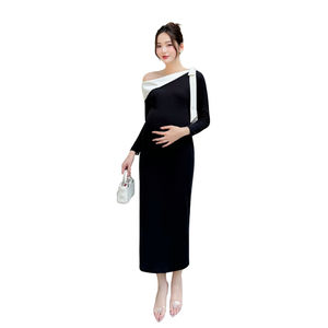 Vestido de Maternidad Largo de Terciopelo V1252, Cómodo, Transpirable y Absorbente de Sudor, Precio al por Mayor - Product Image 1