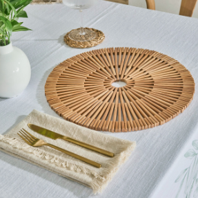 Posavasos de ratán tejidos a mano, platos y platos de Base, almohadillas calientes aisladas, accesorios de cocina de mesa para sala de estar y comedor - Product Image 2