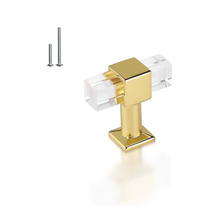 Acrylique naturel fait à la main grand avec poignées de tiroir en laiton boutons de commode poignées de porte d'armoire 18 pouces prix de gros - Product Image 3