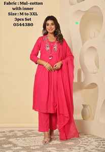 Salwar Kameez en coton pour femmes, 3 couleurs - Style traditionnel, séchage rapide, à porter toute l'année, occasions de mariage et de fête - Product Image 3