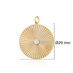Pendentif rond en pierre CZ transparente, charme en gros, bijoux en argent sterling 925 turc faits à la main - Product Image 2
