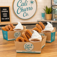 Boîtes à churros personnalisées AT PACK avec compartiments pour sauce, emballages en kraft pour les boutiques de churros et les cafés