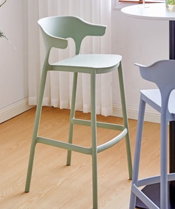 Chaise de <span class=keywords><strong>bar</strong></span> café de couleur pure, <span class=keywords><strong>fauteuil</strong></span> léger tout en plastique, chaise d'étude avec repose-pieds - Product Image 1