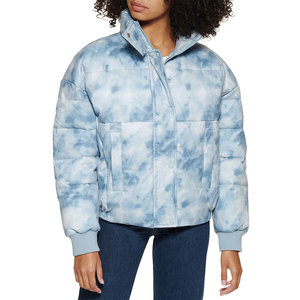 Vestes bouffantes imprimées avec logo personnalisé OEM pour femmes en cuir satiné et en peau de mouton Collection hiver Bulles noires - Product Image 1