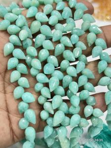 Amazonita Natural AAA, Facetada, en Forma de Lágrima, Perforada, Hilo de 8 Pulgadas, 6x9mm Aprox. - Product Image 2