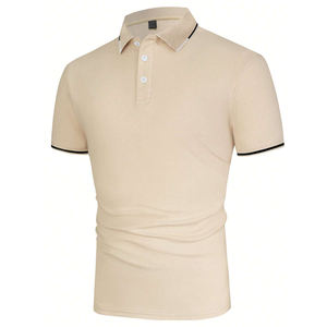 Chemise de golf décontractée respirante pour homme en tissu jersey, anti-boulochage et compressée - Product Image 1