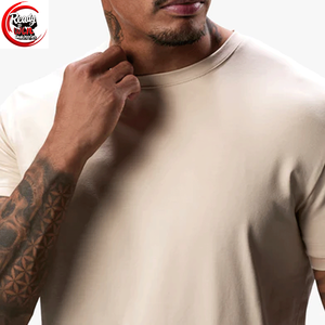 T-shirt pour homme personnalisable en gros col classique séchage rapide grande taille 100% coton design décontracté lourd blanc - Product Image 3