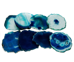 Sous-verre en Agate bleue avec pierre de verre argentée ou dorée, dessous de verre à Quartz, meilleur ami, vente en gros - Product Image 6