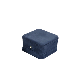 Boîte à bijoux rectangulaire 110x110x60mm en daim bleu classique imprimé pour collection de bijoux - Product Image 2