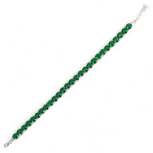 14K Gold Plated 925 Sterling <b>Silver</b> Large Round Emerald Waterway <b>Bracelet</b> with Diamond Religious Style <b>Bangles</b> - Product Image 2