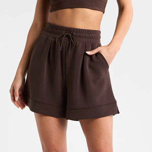 Pantalon ample pour femme en molleton 100 % coton respirant, taille mi-haute, ourlet bas, fentes latérales, poches croisées, style urbain, écologique - Product Image 4